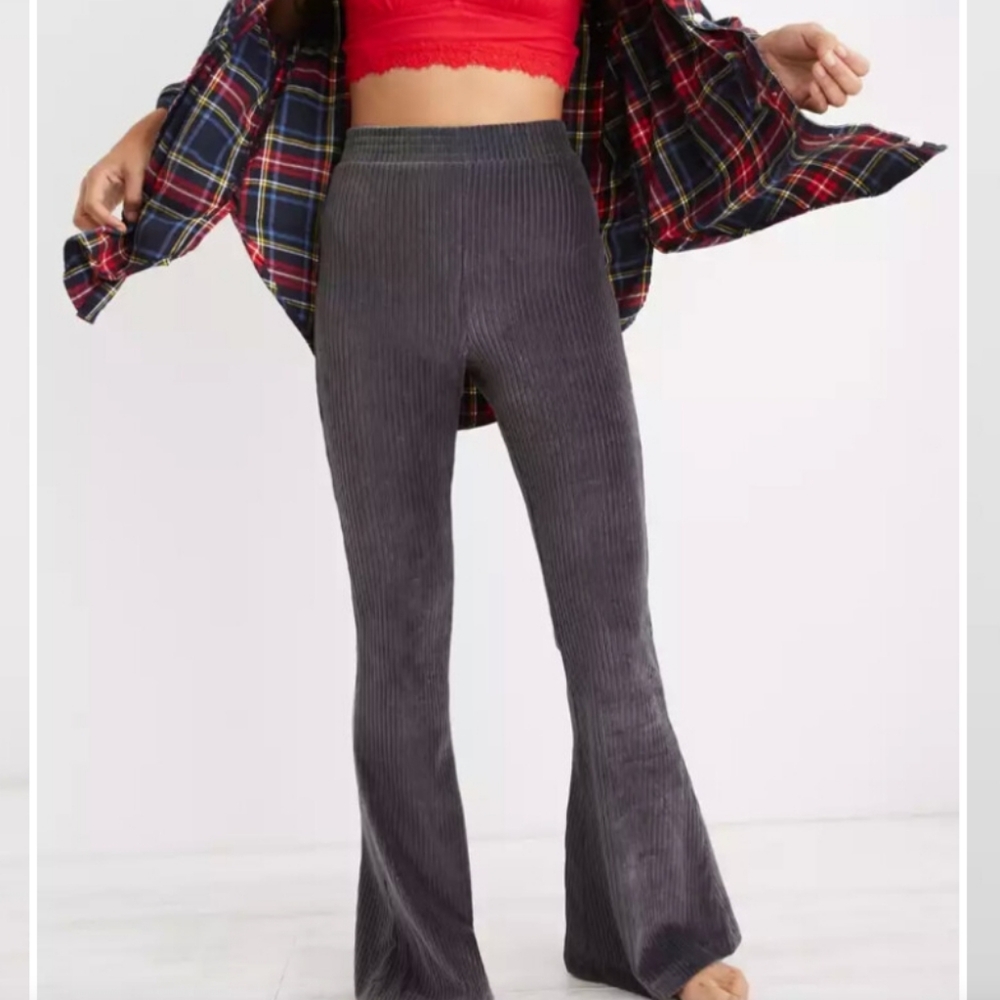 Aerie Groove On Flare Velour Pull On Pants XXL Regular Length, Gray